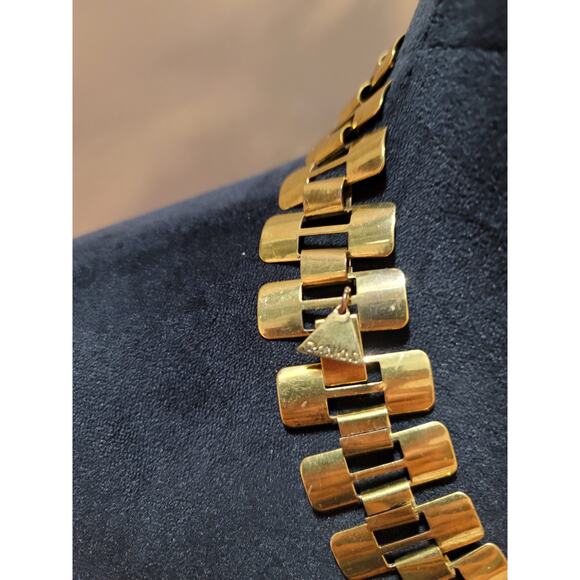 Women's Gold Tone Statement Necklace With Clear Rectangular Crystals By Qian Kuo - Picture 7 of 8